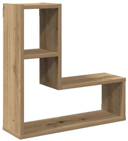 2 db kézműves tölgyszínű szerelt fa fali kockapolc 50x15x50 cm