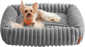 Közepes kutyafekhely, puha párnázással, mosható, 71 x 55 x 18 cm, galambszürke