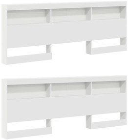 Tároló fejtámla polcokkal fejtámlával Fehér 200 cm Faanyag