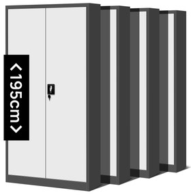 Set 4x fém iratszekrény JAN H, 900 x 1950 x 400 mm, antracit-fehér
