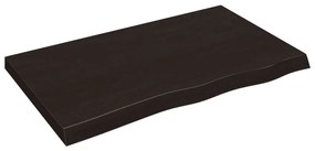 sötétbarna kezelt tömör tölgyfa fali polc 100x60x(2-6) cm