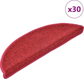 vidaXL 30 db lépcsőszőnyeg 56 x 17 x 3 cm piros félkör alakú