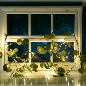 Aigostar - LED napelemes lánc 110 LED/4m IP65 300 mAh meleg fehér eukaliptusz