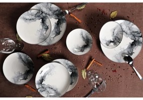 24 részes étkészlet fehér/fekete/porcelán