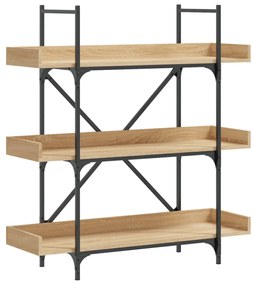 3-szintes sonoma tölgy szerelt fa könyvespolc 100x33x108,5 cm