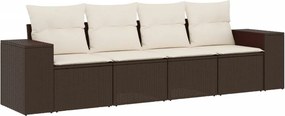 vidaXL 4 részes barna polyrattan kerti ülőgarnitúra párnákkal
