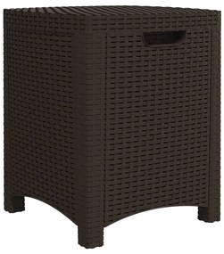 Barna PP rattan kerti tárolóláda 39 x 39 x 46 cm