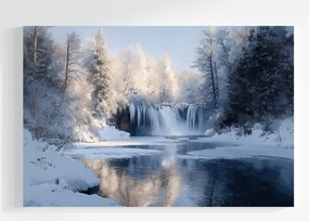 Vászonkép Canvas Tájkép Tél Hó Fagy Jég Vízesés Folyó 120x80