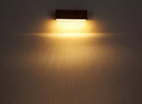 Globo 15554W Falilámpa fekete fém váz, barna fa test, opál akril búra, benne akril-kristály dekorral. SZxM:370x170, AL:110, inkl. 1xLED 12W 230V, 430lm 3000K