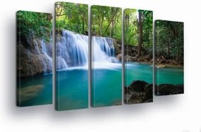 Vászonkép 150x100 Trópusi vízesés erdei oázis nyugalom zöld természet poliptichon