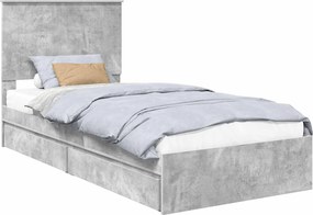 vidaXL Tárolós Ágy fejtámlával Beton Szürke 90 x 200 cm Faanyag