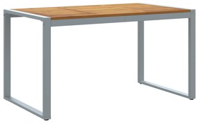Kültéri Étkező Asztal Szürke 140x80x75 cm Acél és Tömör Akác
