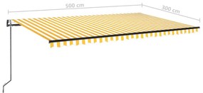 sárga és fehér automata napellenző 500x300 cm