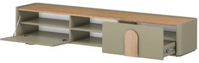 Amilio TV-szekrény 220 cm fiókkal - eukaliptusz / baltic dune tölgy / natúr tölgy fogantyú