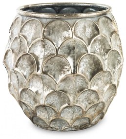 Virágtartó ezüst gömb, 28x25x25cm