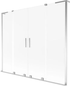 Mexen Velar L Duo, 2 szĂĄrnyas eltolhatĂł kĂĄdparavĂĄn 180 x 150 cm, 8 mm mattĂŒveg, krĂłm, 896-180-003-32-01