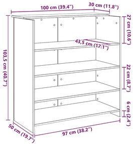 recepciós pult betonszürke 100x50x103,5 cm szerelt fa