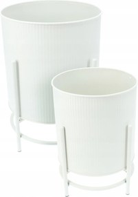 Fém Virágtartó Fedél Szett 2 Db Ø 17 CM Ø 20 CM Matt Fehér