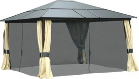 Outsunny Luxus Pavilon Kertiszínű Alumínium Parti Sátor Átlátszó PC Tetővel 420 x 360 x 275 cm | Aosom