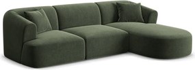 Zöld bársony sarokkanapé (jobb oldali-heverő résszel) Campi – Cosmopolitan Design