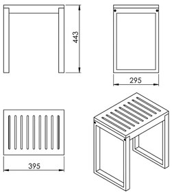 Gedy - Fürdőszobai zsámoly HIMALAYA 39,5x44,3 cm bambusz
