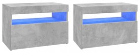 2 db betonszürke TV-szekrény LED-lámpákkal 60 x 35 x 40 cm