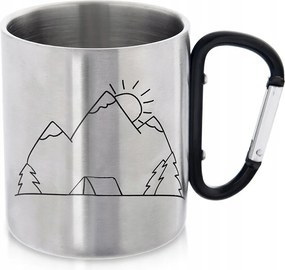 Acél Fém Túrabögre Karabinerrel Ajándék 350ML