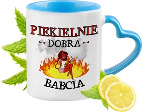 Nagyinak Kék Bögre Szív Alakú Füllel Ajándék Nyomtatott