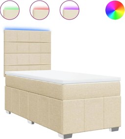 vidaXL krémszínű szövet rugós ágy matraccal 80 x 200 cm