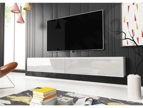TV asztal/szekrény Dilune 180 (fehér + fényes fehér) (fehér LED világítás). 1053804