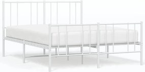vidaXL fehér fém ágykeret fej- és lábtámlával 135x190 cm
