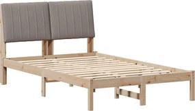 vidaXL Ágykeret fejtámlával Barna 120 x 200 cm Tömör fenyőfa