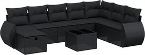 vidaXL 9 részes fekete polyrattan kerti ülőgarnitúra párnákkal
