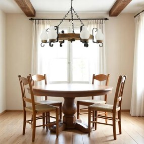 Brilagi - Csillár láncon ROATA 6xE14/40W/230V bükkfa