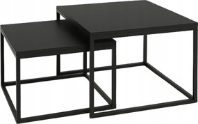 Design Dohányzóasztalok 2in1 Cube Fekete Mat Loft Minimalizmus 2db