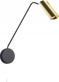 Futuro fali lámpa gémmel arany színű GU10-es csővel az éjjeliszekrény felett kapcsoló