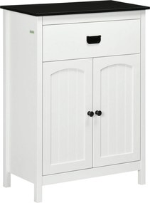 kleankin Fürdőszoba Szekrény Segéd Fürdőszobai Bútor 1 Fiókkal 2 Ajtóval és Állítható Polccal Mosdóhoz Zuhanyzóhoz Modern Stílusban 60x30x80 cm Fehér