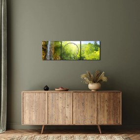 Kép - vízesések az erdőben (órával) (90x30 cm)