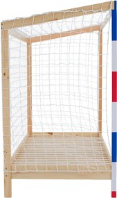 Montessori ágy, természetes/fehér/kék/piros, 90x200, FUTAL