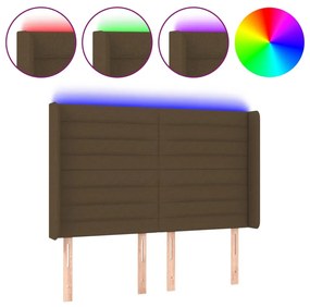 sötétbarna szövet LED-es fejtámla 147x16x118/128 cm