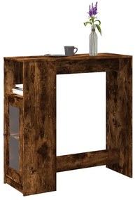 füstös tölgy szerelt fa bárasztal tárolókkal 101x40x103,5 cm