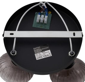 Modern mennyezeti spotlámpa fekete kerek füstüveggel, 3 fényforrással - Teddy