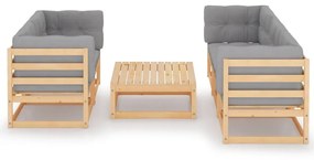 vidaXL 6 részes tömör fenyőfa kerti ülőgarnitúra párnákkal