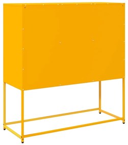 mustársárga hideghengerelt acél tálalószekrény 100,5x39x107 cm
