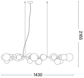 Ideal Lux - LED Csillár zsinóron PERLAGE 30xG9/3W/230V 143 cm fekete/füstös