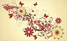 Tapéta Virágok Absztrakt Minták Vinyl 368x254 Elegáns Romantikus Ház+ragasztó