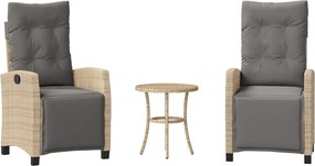 vidaXL 3 részes vegyes bézs polyrattan bisztrógarnitúra párnákkal