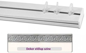 Fehér-ezüst görög mintás 45 mm-es előlapos egysoros műanyag mennyezeti sínes karnis 180 cm-es szett