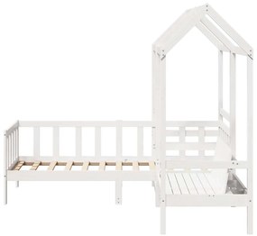 fehér tömör fenyőfa kanapéágy és pad tetővel 80 x 200 cm