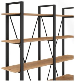 Fekete-natúr színű polcos állvány tölgyfa dekorral 150x180 cm Aviva – Marckeric